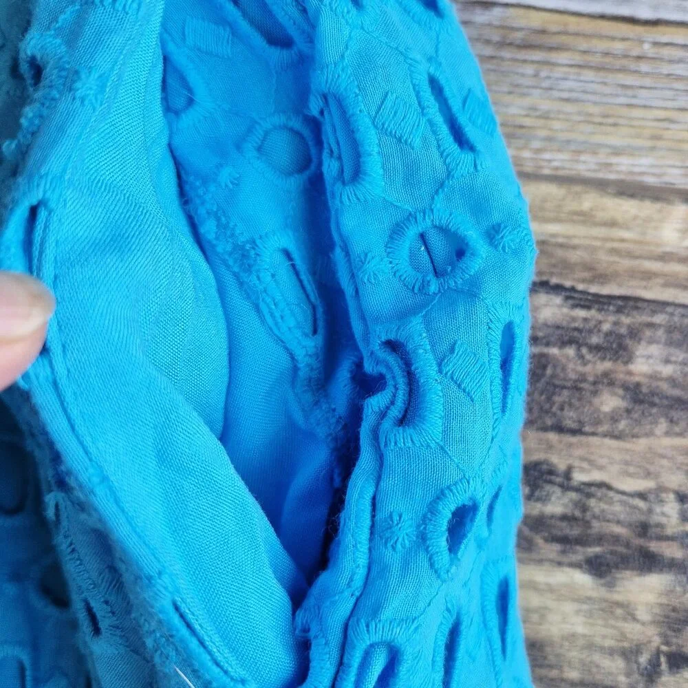 EUC Anthropologie Somerset Eyelet Edition Maxi Dress Short Sleeve Pocket Blue - Picture 8 of 16